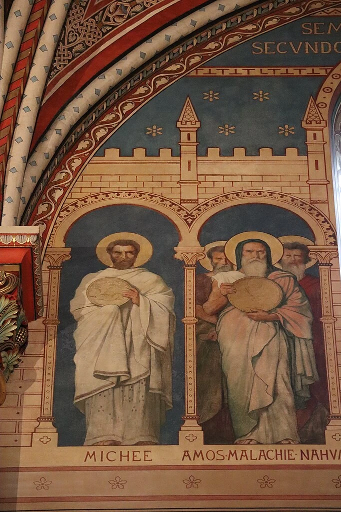 Hippolyte Flandrin - Murales dell'Abbazia di Saint, Germain, des, Prés, Michea, Amos, Malachia e Nahum